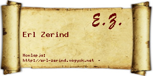 Erl Zerind névjegykártya